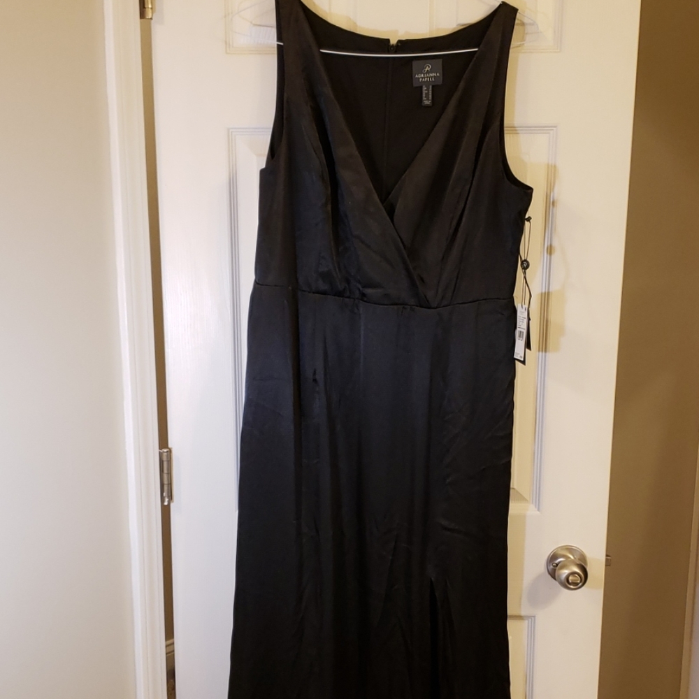 Adrianna Papell Sexy Black Sleeveless Slit Gown 18 - Picture 4 of 8
